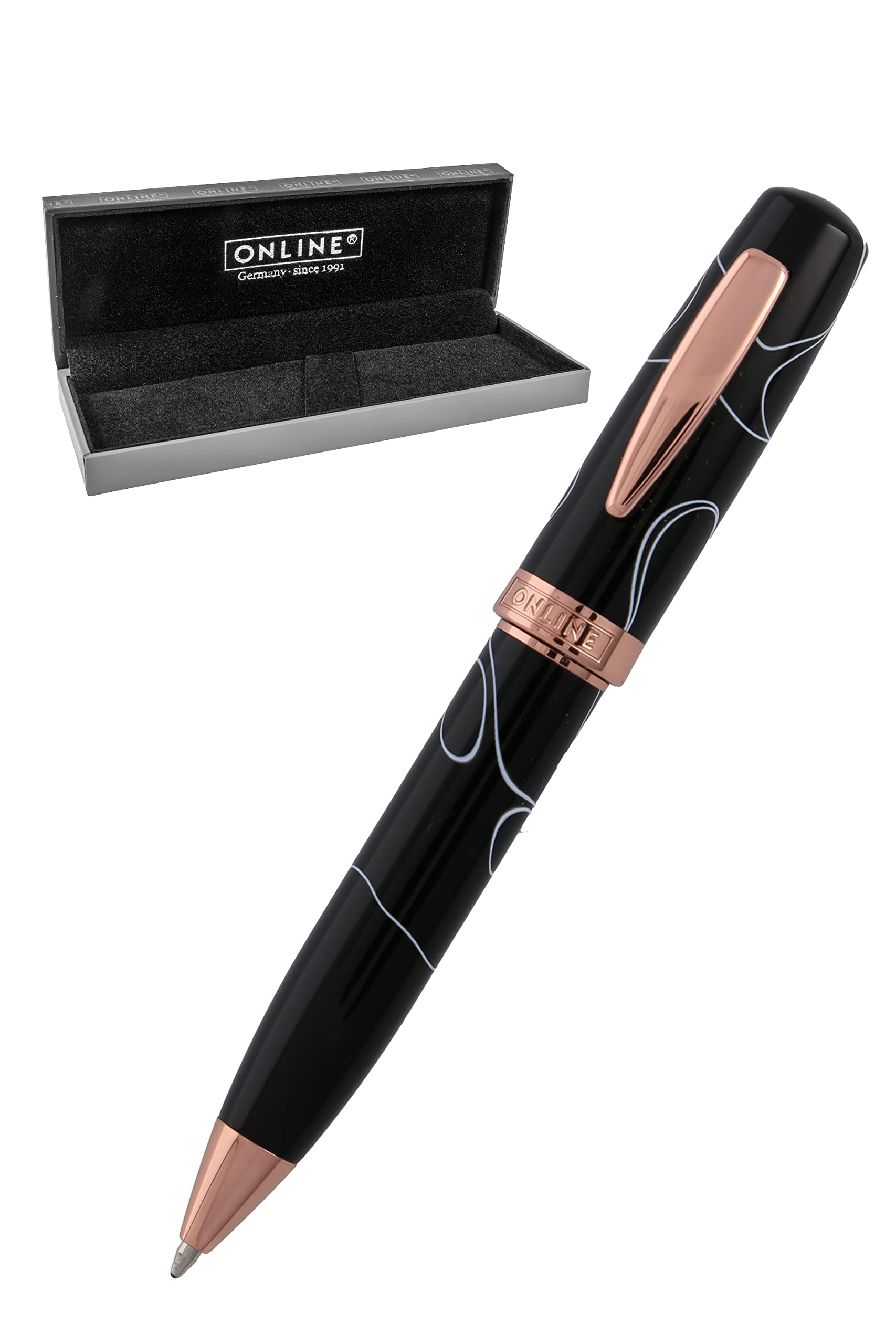 Online 44035 Bohemian Art Black Rose Ballpoint Pen Made of Resin and Acrylic