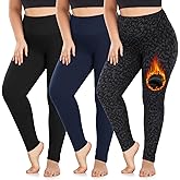 we fleece 3 Pack Plus Size Fleece Lined Leggings Women -Stretchy X-Large-4X Warm Winter Yoga Pants Thermal Leggings