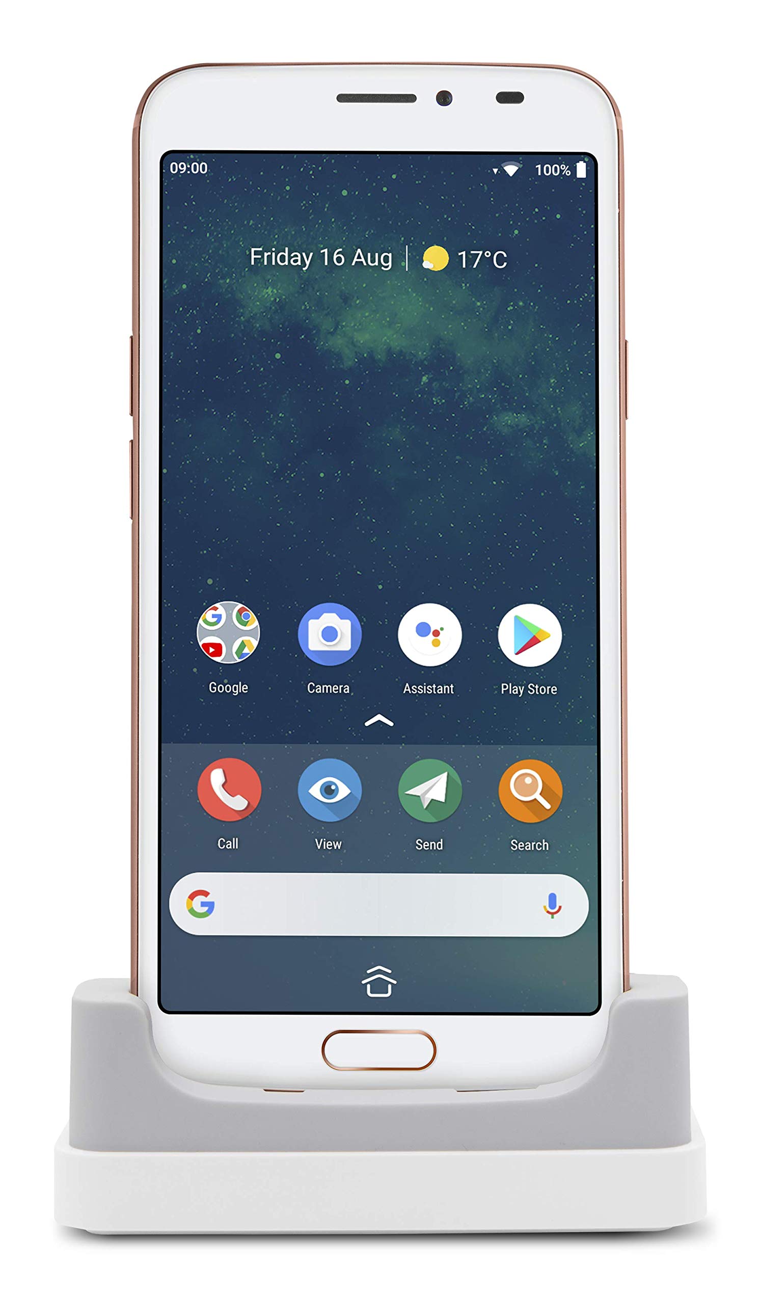 Doro 8080 Unlocked 16 MP Camera Smartphone for Seniors with 5.7" Display, GPS Localisation and Cradle Included (White/Copper)