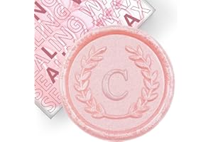 KANOO 50Pcs Pink Letter C Adhesive Wax Seal Stickers, Hand-Made, No Need Seal Stamp, Tear and Use Wax Stickers for Wedding Invitations, Envelopes, Christmas Gift