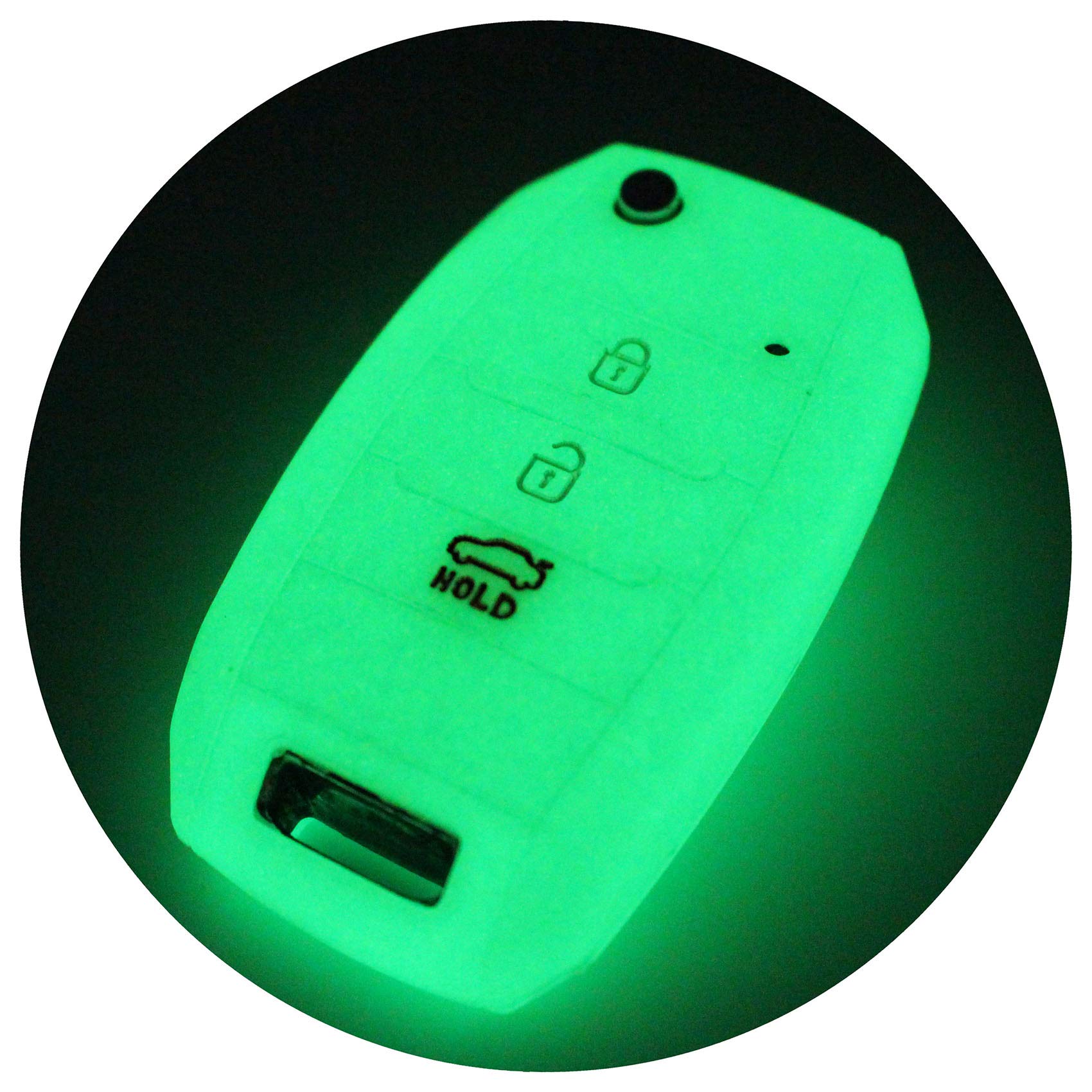 Finest-Folia Key Case for 3 Buttons Car Key Silicone Cover (Glow-in-the-Dark)