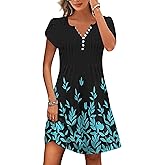 ETCYY Women's Casual Dress Short Sleeve Sundresses Vacation Summer Dresses 2026 Beach Spring A-Line Tshirt Dress with Pockets