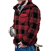 Beotyshow Mens Aztec Fleece Jackets Fuzzy Sherpa Pullover Sweatshirts Winter Coats Western Vintage Sweaters with Pocket