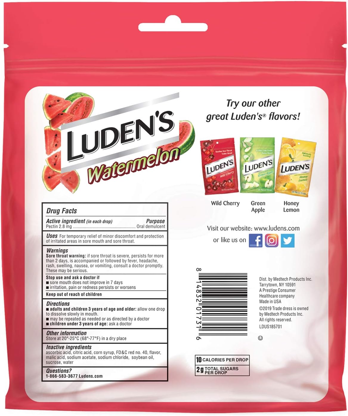 Luden's Deliciously Soothing Throat Drops, Watermelon Flavor, 90 Count: Health & Personal Care