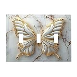 OILbiexn Light Switch Cover White Gold Abstract
