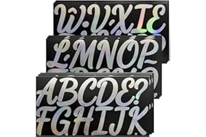 2.5 Inch Vinyl Alphabet laser Stickers,12 Sheets Self Adhesive Letter Symbol Stickers for Wedding,Outdoors,Bulletin Board and