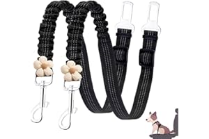 2 PCS Dog Seat Belt, Adjustable Car Dog Seatbelts Nylon Pet Seat Belts with Elastic Bungee Buffer Dog Safety Harness Leash fo