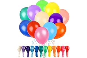 RUBFAC 120 Balloons Assorted Color 12 Inches Rainbow Latex Balloons, 12 Bright Color Party Balloons for Birthday Baby Shower 