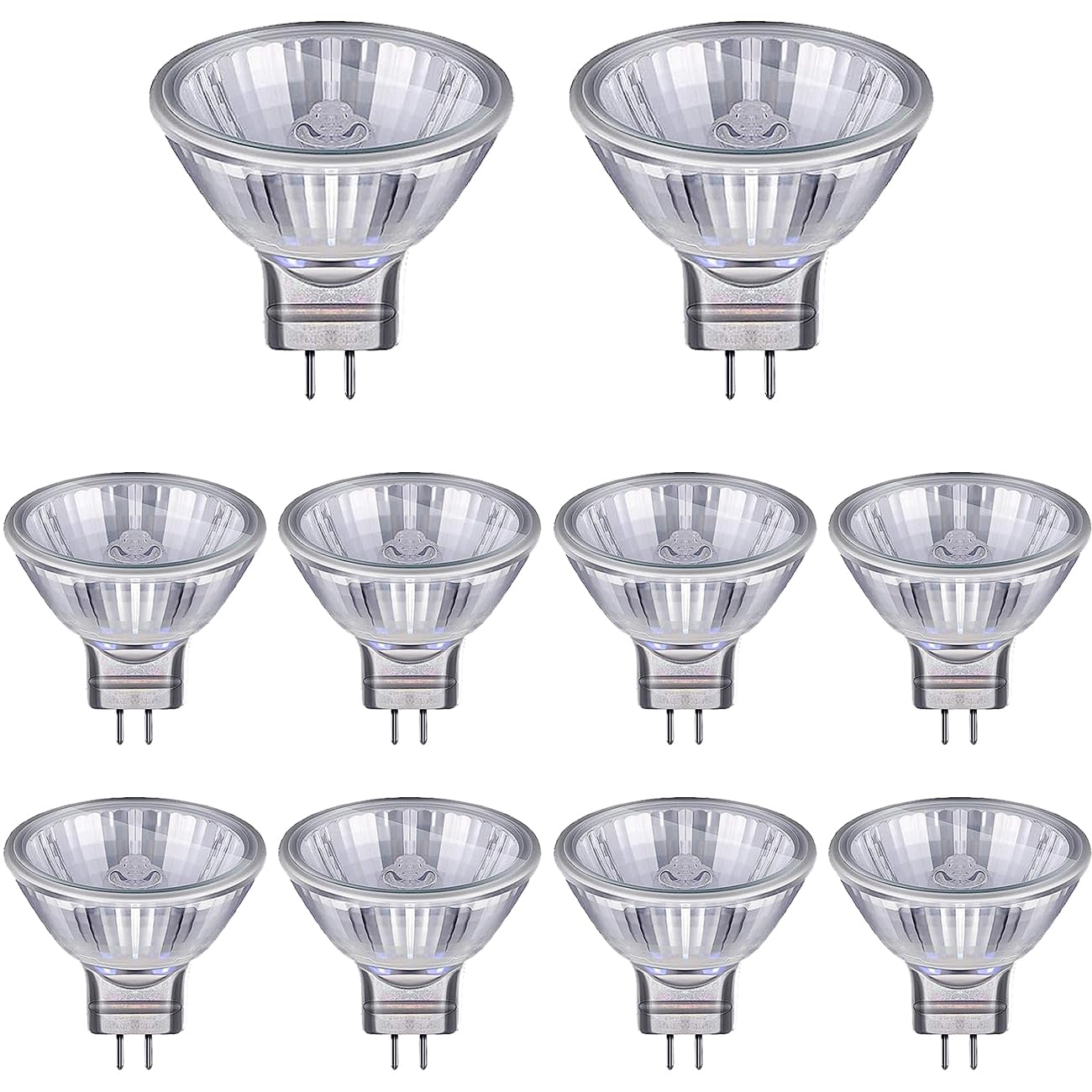 Moscare 10 Pack MR11 Halogen Bulbs, Dimmable Spotlight Bulbs GU4 20W 12V Warm White 2700K 300LM, 35mm Diameter (10 Pack MR11 20W)