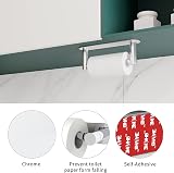 WZRUA Self Adhesive Toilet Roll Holder Chrome Double Post Pivoting Arm view 2