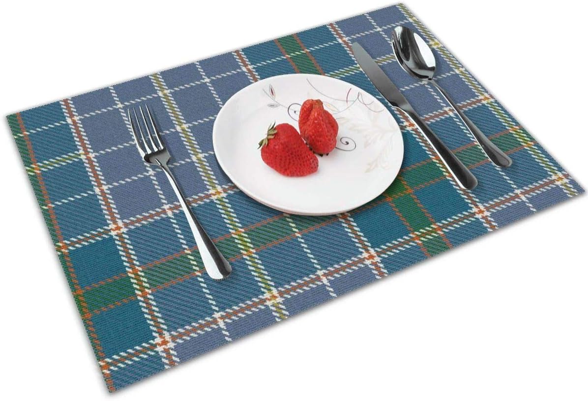 MNBVC Texas Tartan Placemats Set of 4 for Dining Table Washable Woven Vinyl Placemat