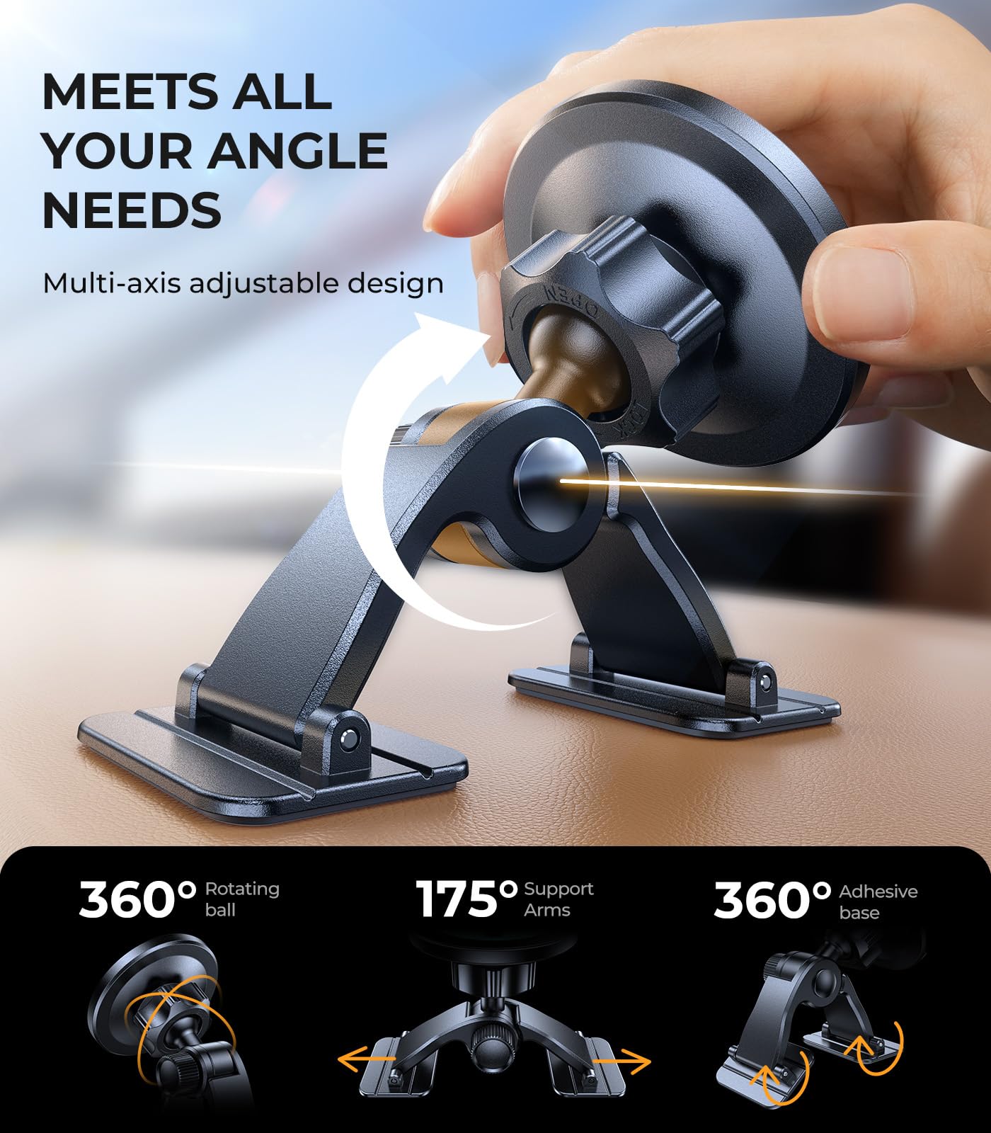 VICSEED 2025 Upgrade for MagSafe Car Mount [Strongest Dashboard Adhesive & 25N Magnetic] Cell Phone Holders for Your Car, 360° Adjustable Phone Holder Mount for All Smartphones & Vehicles