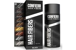 CONFIERR Keratin Hair Fibers for Men & Women - Fill In Fine or Thinning Hair, Instantly Thicker, Fuller Looking Hair (Black 15g)