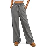 ATHMILE Women's Wide Leg Sweatpants Double Waisted Baggy Sweat Pants with Pockets Fashion Casual Gym Fall Winter Clothes