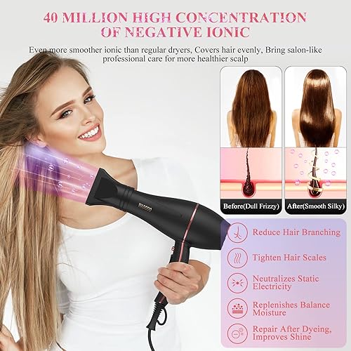 Ionic Hair Dryer, 2200W Professional Blow Dryer Fast Drying Travel - Main Image