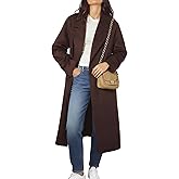 Majdan Women's Double Breasted Wool Blend Coat Notch Lapel Coat Winter Overcoat Mid Long Peacoat Long Jacket Outerwear
