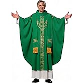 ANDHOM Clergy Elegance Church Vestments for Catholic Priests Chasuble Mass Round Collar Robe with Pastor Stole