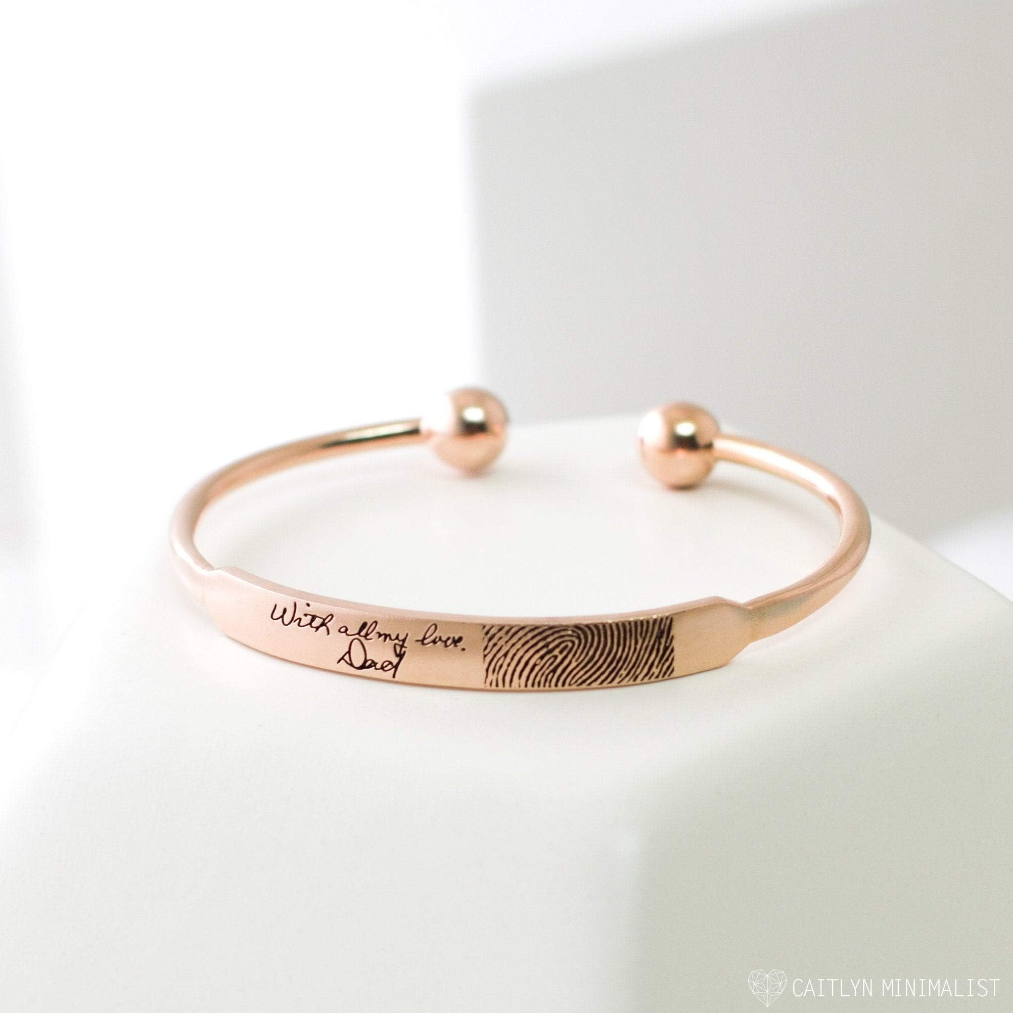 Actual Fingerprint Bracelet Custom Handwriting Cuff Bracelet Memorial Jewelry Personalized Keepsake Jewelry Gift for Mom