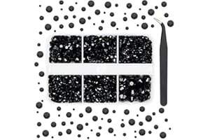 qiipii Solid Black Resin Flatback Rhinestones for Crafting Pure Black Flatback Jelly Stones 2mm 3mm 4mm 5mm 6mm Gems Diamonds for Nails Face Eyes Makeup Tumblers Bottles Crafts Clothes Shoes Phones