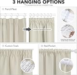 Deconovo Beige Pencil Pleat Curtains 2 Panels Thermal Blackout 140x260cm view 5