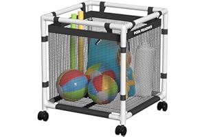 POOL FELLOWS Pool Storage Bin, 45 Gallons, Holder for Noodles, Toys, Floats, Towels, Mesh Organizer for Swimming Equipments, Mini Style