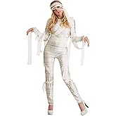 Women's Classic Mummy Halloween Costume Jumpsuit with Draping Fabric & Headwrap
