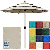 EliteShade USA 10-Year-Non-Fading 9Ft 3 Tiers Market Umbrella Patio Umbrella Outdoor Table Umbrella with Ventilation, Antique Beige