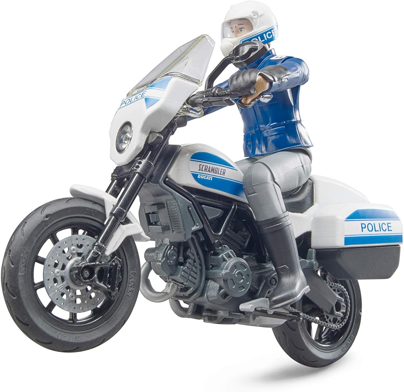 Scrambler Ducati Police Bike with Policeman, Blue/White, 63mm (W) x 136mm (L) x 95mm (H) - Image 4