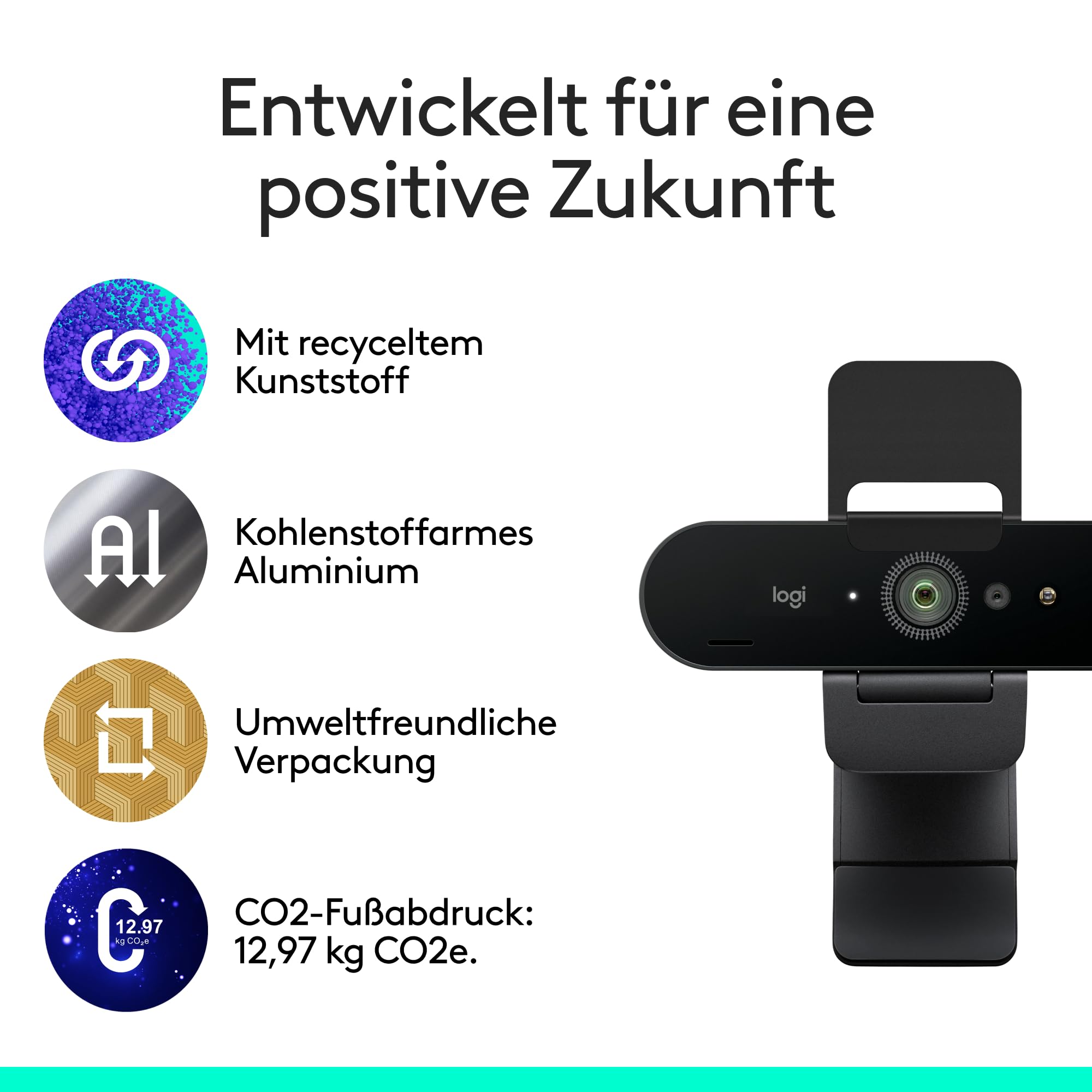 Logitech Brio 4K Webcam, Videogespräche, Mikrofon mit Geräuschunterdrückung, automatische HD-Belichtungskorrektur, Microsoft Teams, Zoom, Google Voice, Meet, PC/Mac/Notebook/MacBook - Graphit 9