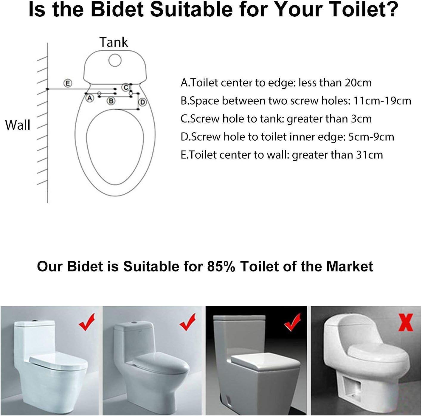 IBAMA Toilet Seat Bidet with Dual Nozzle, Self Cleaning Nozzle, Fresh
