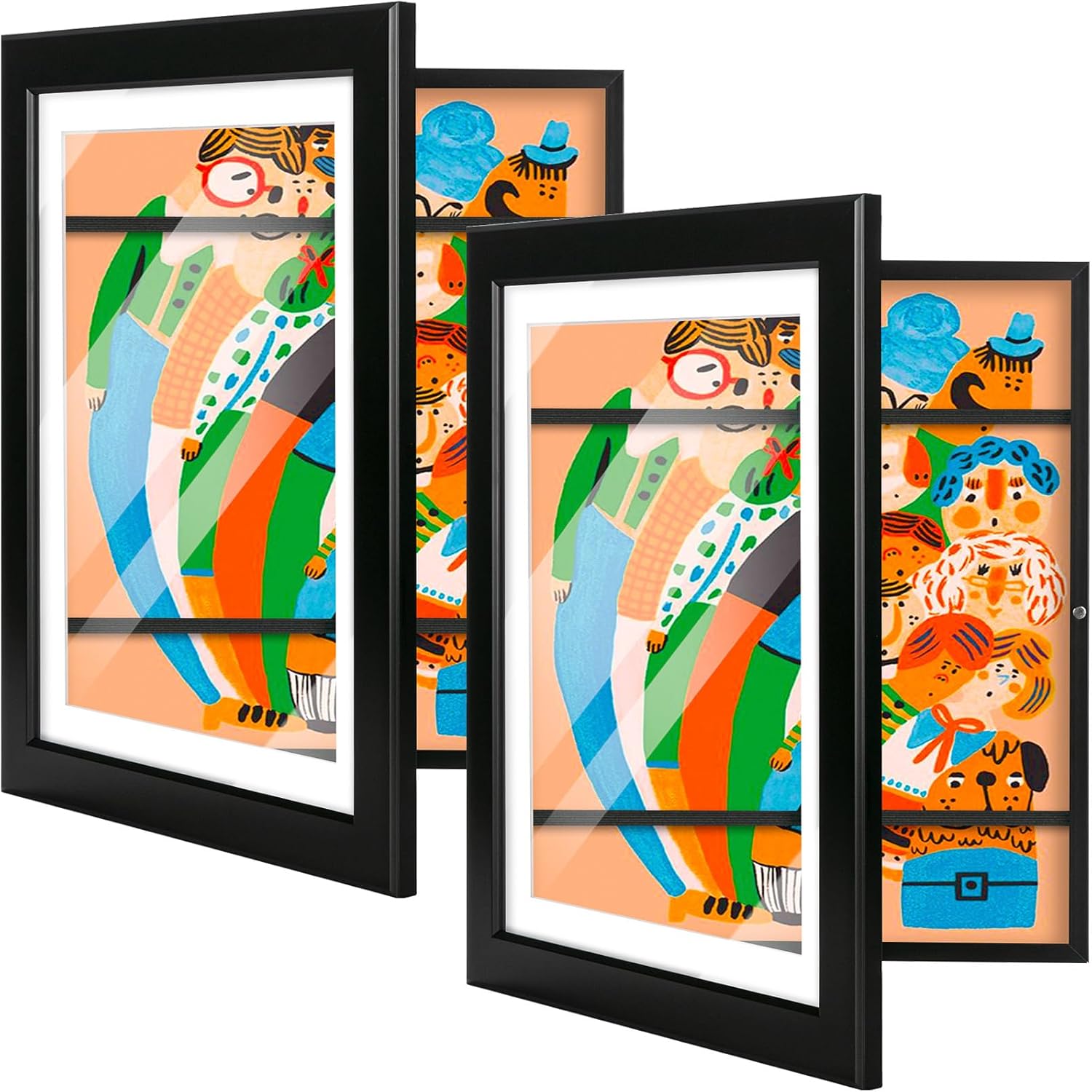 Photo Albums, Frames & Accessories - WUIRCCX 10x12.5 Kids Art frame,Front Opening Display 8.5x11 With Mat and HD Glass,Horizontal and Vertical Art Display For Kids Artwork,Photos,Crafts,Drawing(Black,2-Pack)