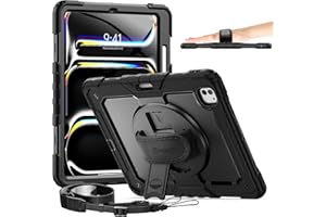 Timecity for iPad Pro 13 Inch Case (M4 / M5) 2024/2025, Shockproof Case with Screen Protector/Pencil Holder 360° Rotating Sta