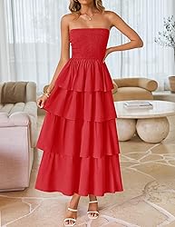 ZESICA Women‘s Summer Boho Strapless Maxi Dress