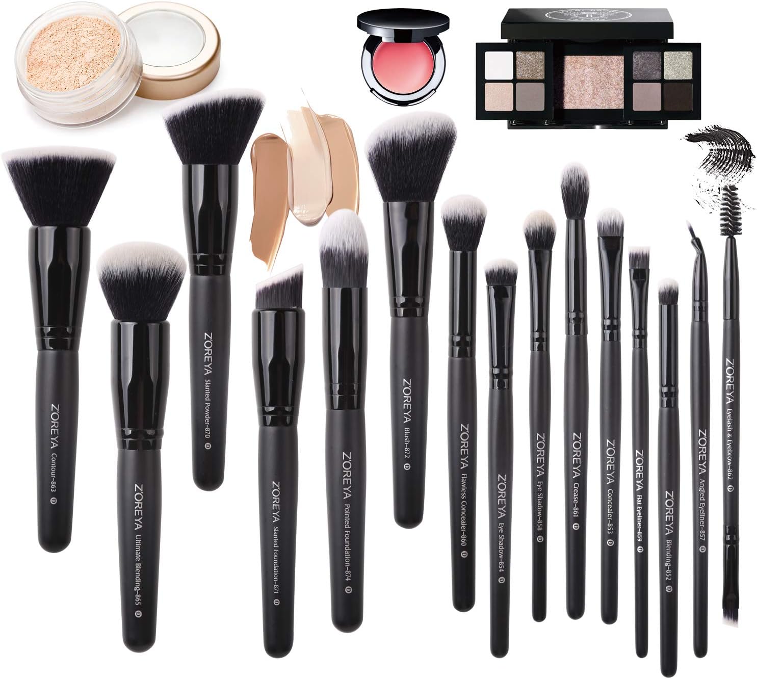 Makeup Brushes Zoreya Makeup Brush Set Premium Foundation Brush Kabuki Brush With Soft and Cruelty-Free Synthetic,for Cosmetics Foundation Concealers Powder Blush Blending Face Eye Shadows Brush Sets - Image 3