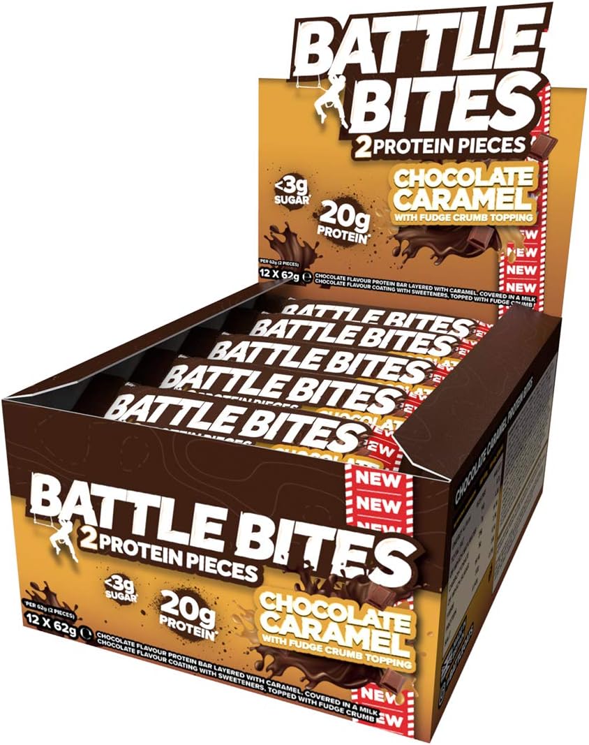 Battle Bites High Protein and Low Carb/Sugar Bars 12 x 62 g Chocolate