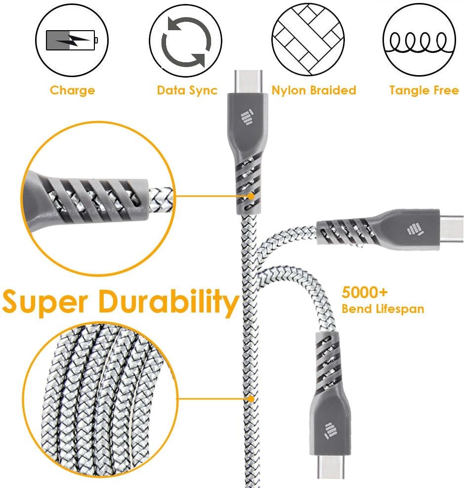 TECHGEAR High Durability Braided USB C Charging Data Cable (1m/3.3ft) for USB Type-C Compatible with iPad Pro 11" 12.9" 13" 2025-2018 - Image 4
