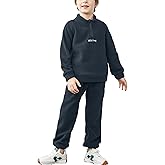 Arshiner Toddler Boys Letter Embroidery Half Zip Sweatshirt & Pants Set Fuzzy Fleece Fall Winter Outfits 2~6 Years