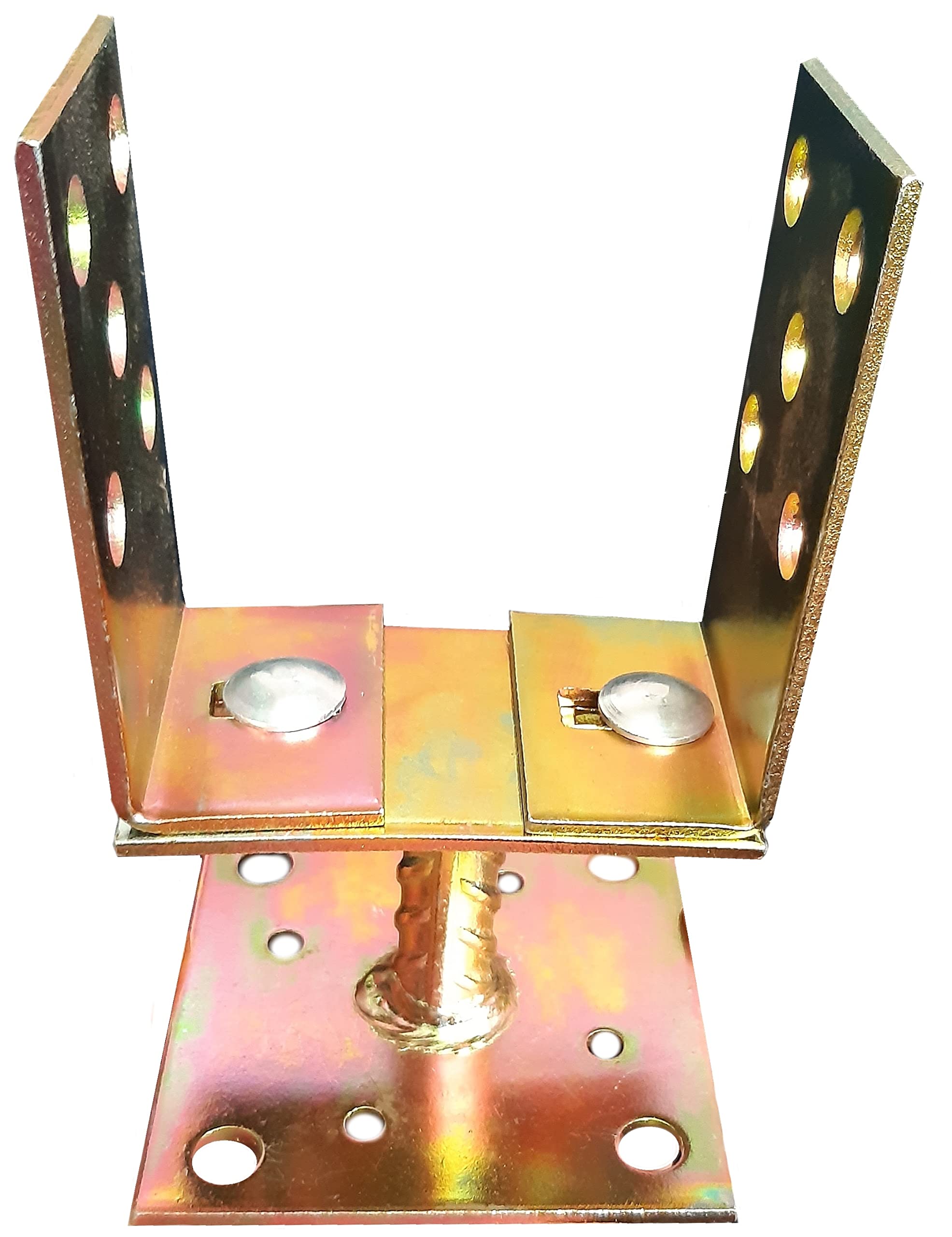 Fence Post Support U Type Shaped Galvanised Concrete in U Heavy Duty Anchor Riffler Tool Steel 4mm Thick Size 4inch x 0-4.33" ( 100mm x 0-110mm x 4mm )