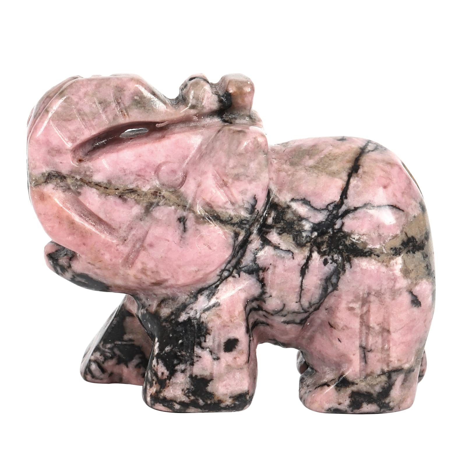 Lovionus89 Small Handcarved Elephant Crystal Statue, Home Office Guardian Animal Sculpture Decor 1.5 Inches,Rhodonite