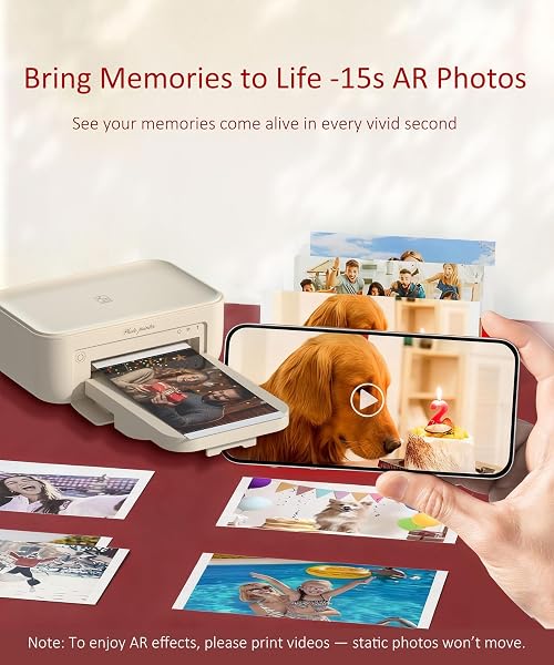 HPRT CP4100 4X6 PHOTO PRINTER WITH 20 SHEETS & 1 RIBBON, FULL-COLOR THERMAL DYE SUBLIMATION WI-FI PRINTING, PORTABLE INSTANT PICTURE PRINTER FOR IPHONE/ANDROID, AR VIDEO, FUN APP, HOME USE, XMAS KIT