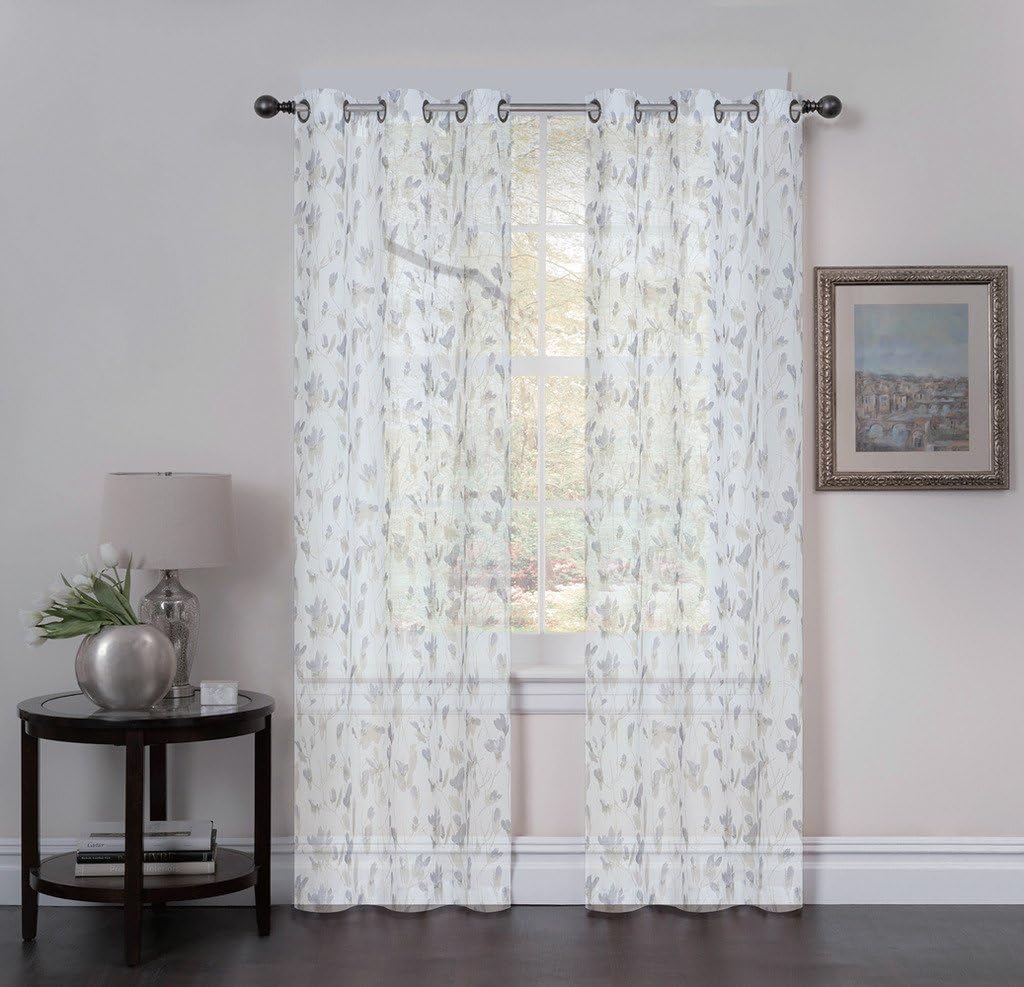 Amazon.com: Studio 1012 Window Curtains - Set of Two Sheer Floral Print