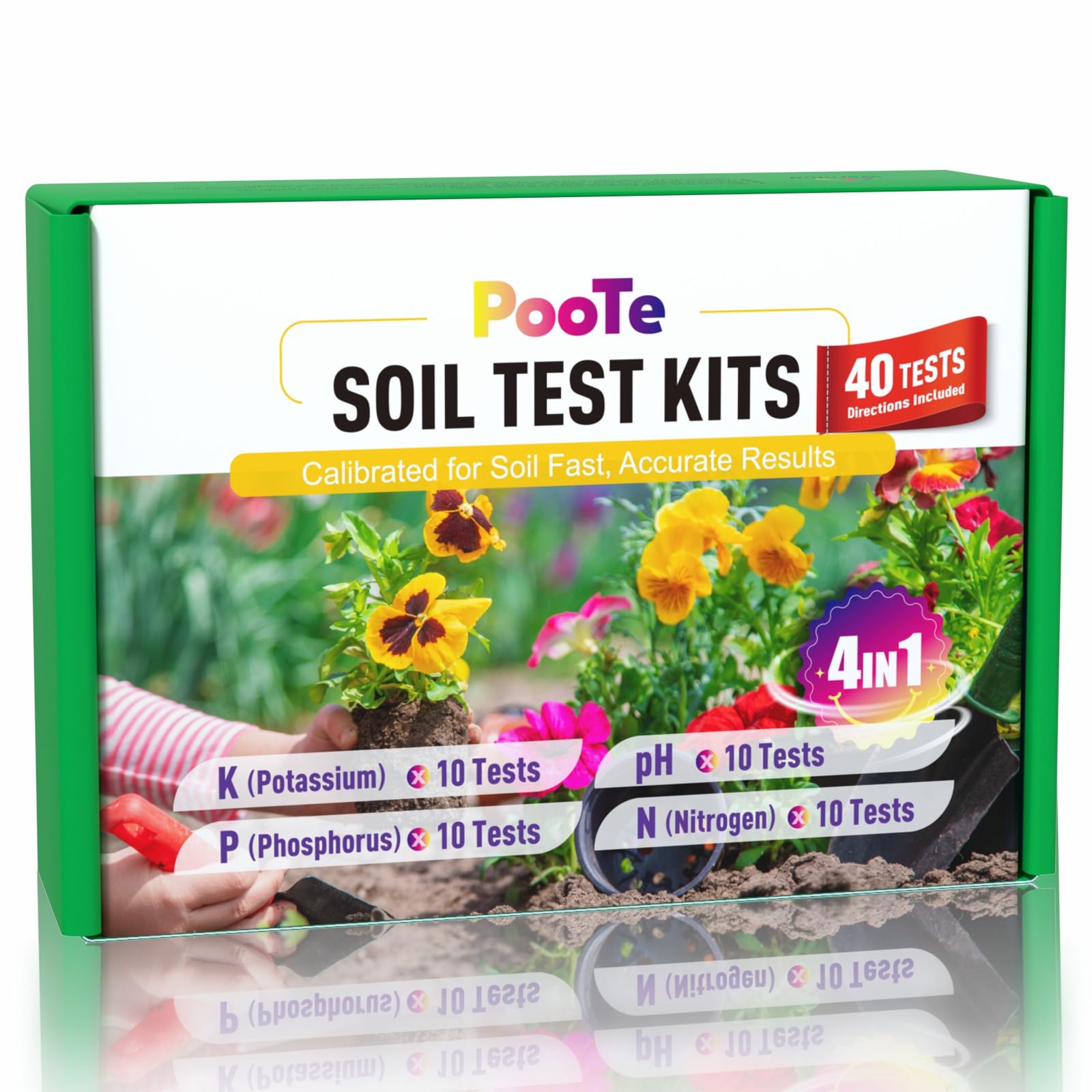 Photo 1 of PooTe Soil Test Kit - 4-in-1 Soil Testing Kit with Test Tube & Tablets - 40 Tests Upgraded Accurate Tester for pH Nitrogen Phosphorus & Potassium in Garden Lawn Yard Vegetable