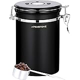 Coffee Canister Black Large,Airtight Coffee Canister With Scoop(22 oz),Large Stainless Steel Food Container,Coffee Canister S