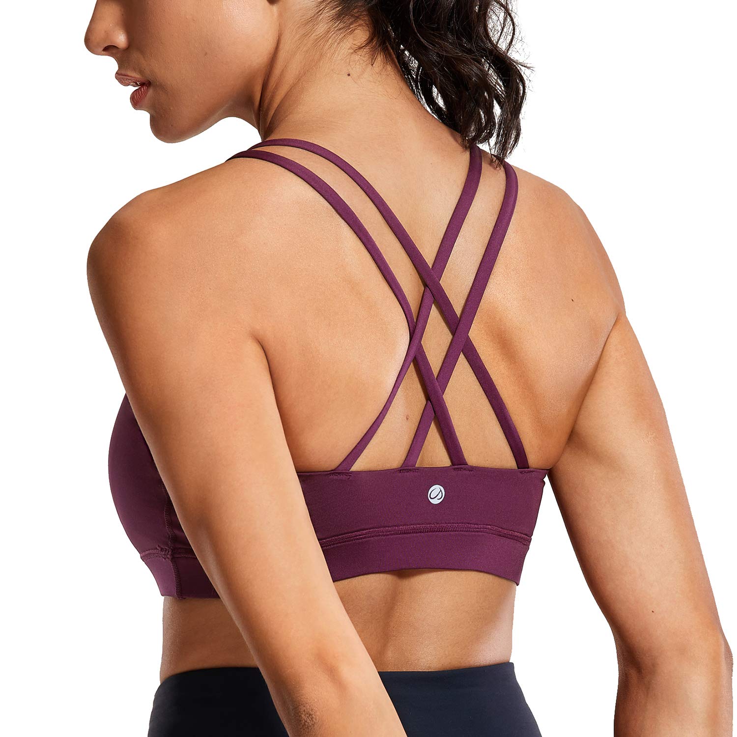 Buy CRZ YOGA Women's Strappy Sports Bras Fitness Workout Padded Yoga Bra Criss Cross Back Online