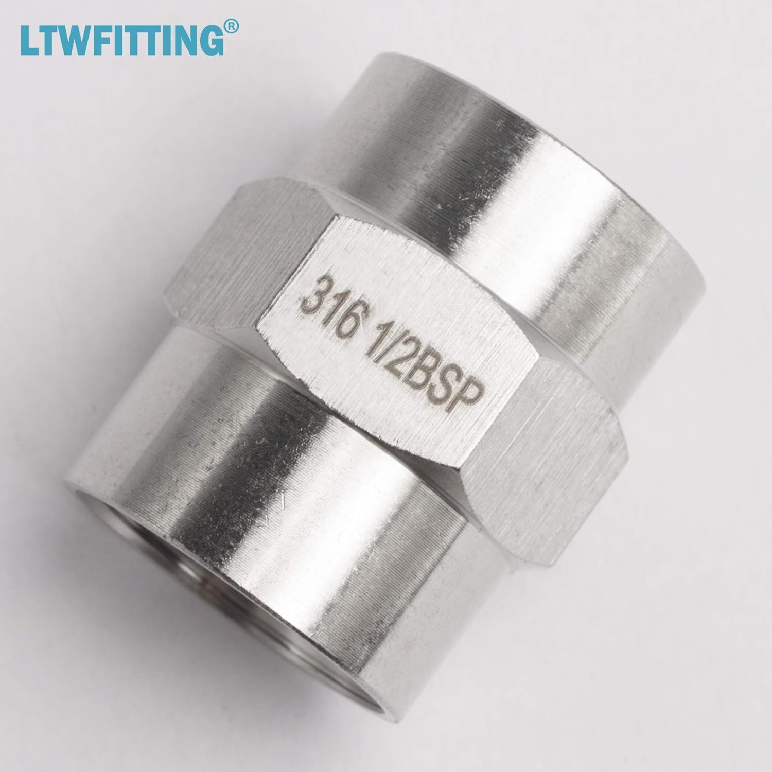 LTWFITTING Bar Production Stainless Steel 316 Pipe Fitting 1/2-Inch Female BSPP Coupling Boat Air Fuel(Pack of 5) - Image 5