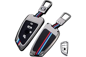 OLLEN Heavy Metal Key Fob Cover Case, Fit for BMW 2 5 6 7 Series X1 X2 X3 X5 X6 GT Series, Full Protection Key Fob Shell Case, Blade Shape, Gunmetal (1 Pcs)