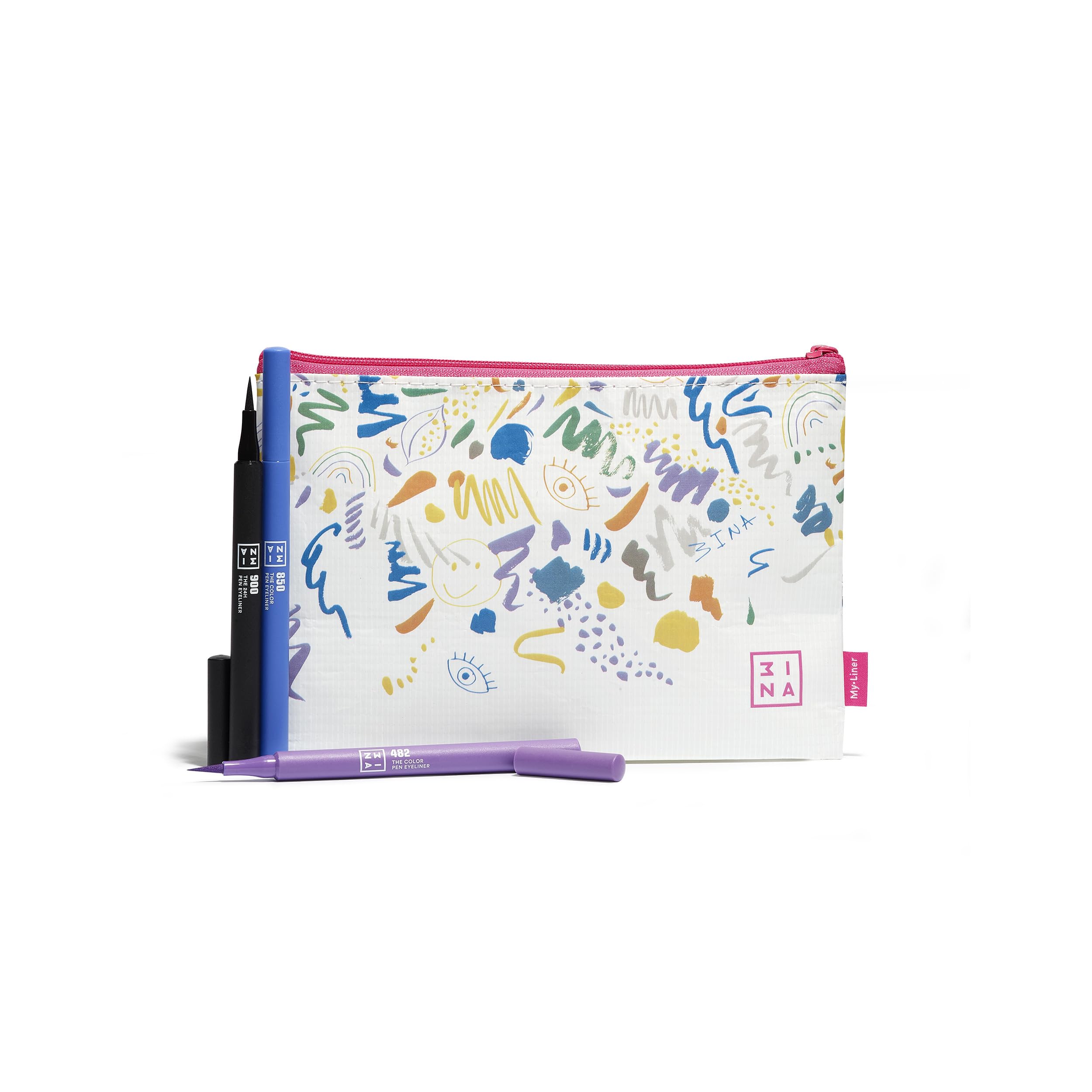 3INA MAKEUP - My Liner Kit - Liquid Eyeliners Set 10h Longwear - Precise Felt Tip Colourful Matte Liners for Sensitive Eyes