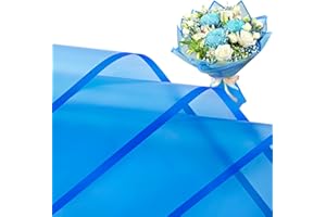 Jutieuo 20 Sheets Blue Flower Wrapping Paper, Waterproof Floral Wrap Blue Edge Bouquet Wrapping Paper Florist Supplies (22.8 x 22.8 inch)
