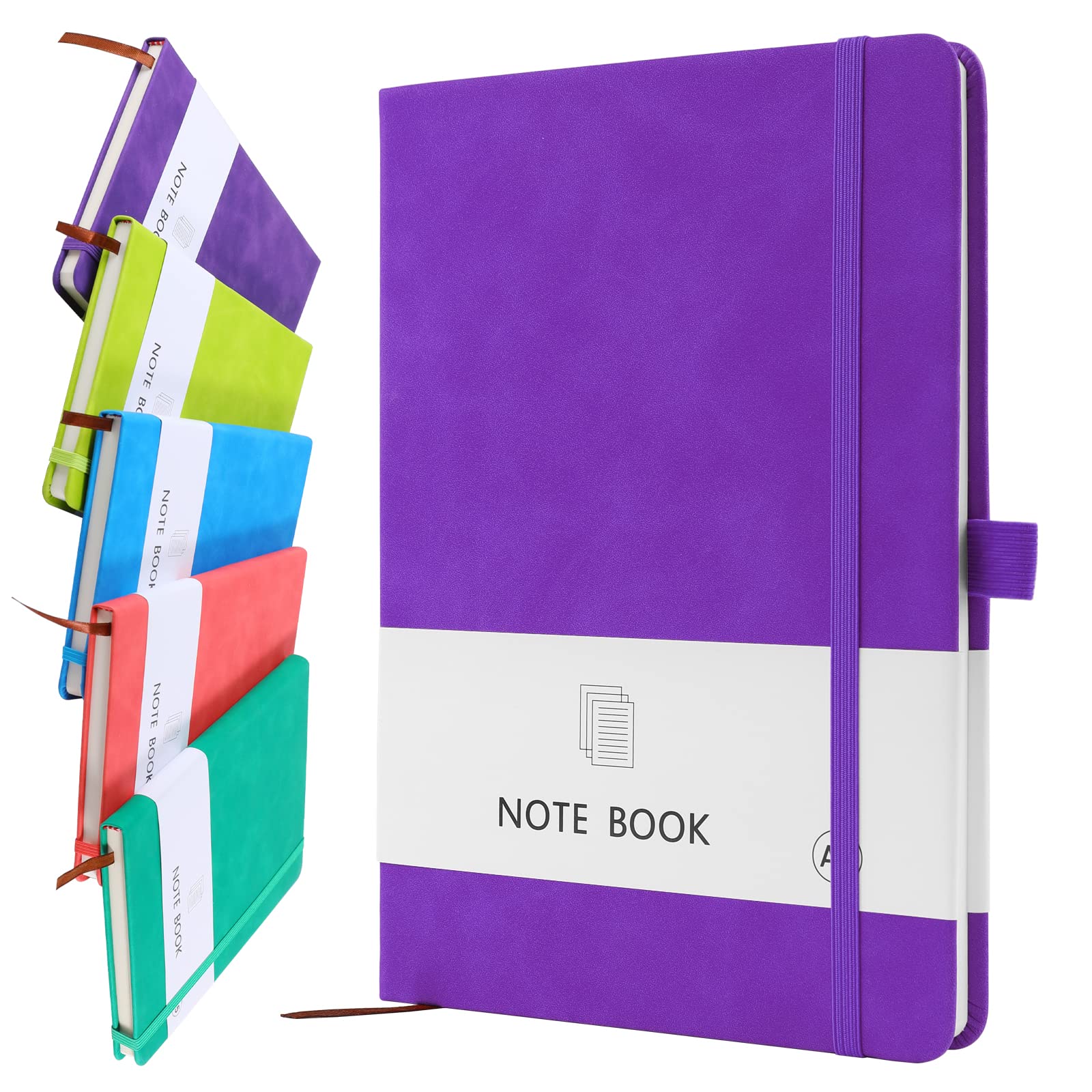 A5 Notebook, Notebook A5 Note Book Note Pad Journal Notebook A5 Notepad PU Leather Notebook for Office School Home Business Writing & Note Taking 200 Pages (100 Sheets)- Purple