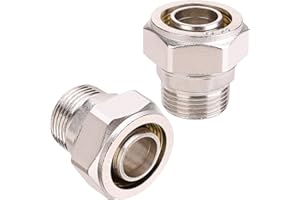 ANCIMOON 3/4’’ Straight Fittings, 3/4’’ Piping x 3/4’’ Male NPT Adapter Fittings, Seal Tape Needed, Brass-Nickel Plated, 2PCS for Garage Shop Compressed Air Line Piping System Kit